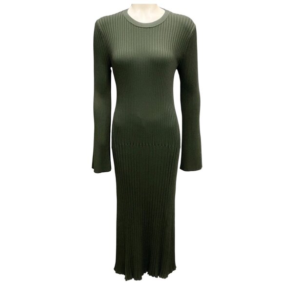 Proenza Schouler Green Midweight Viscose Rib Kenna Dress - Picture 1 of 6